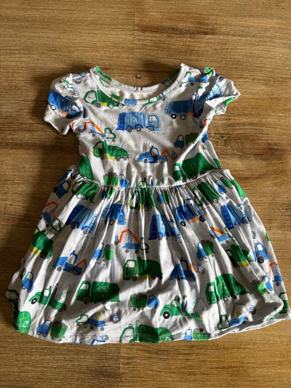 Little Sleepies Play Dress with Blue & Green Trucks